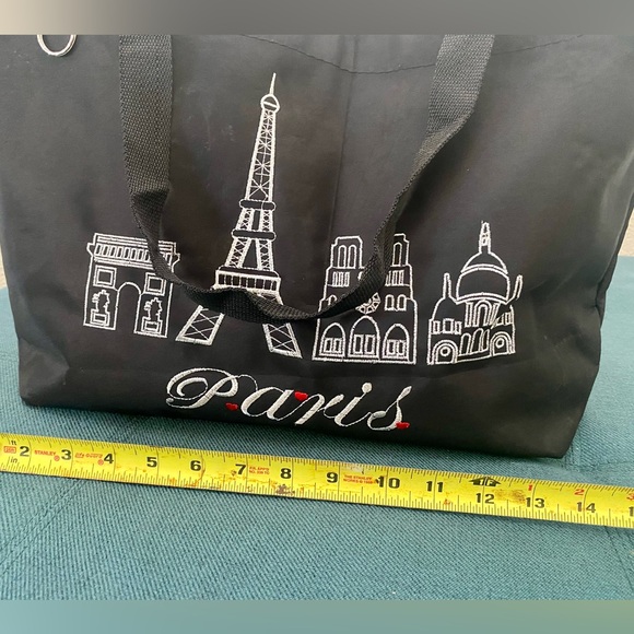 Black Paris tote, Large with 1 inside compartment. Purchased in Paris France. - Picture 4 of 6